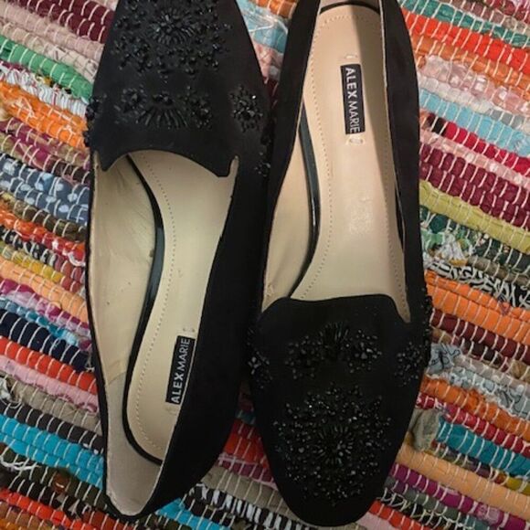 Alex Marie Black embellished Rhinestones and beaded loafers, size 9 - Picture 4 of 7